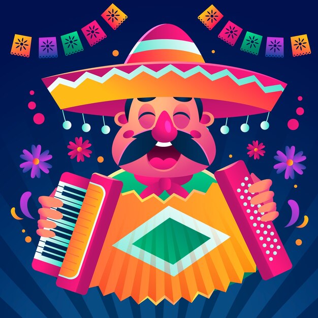 Ilustración de degradado para la celebración del cinco de mayo.