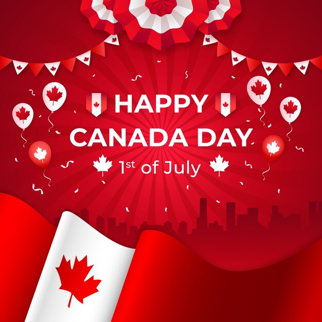 Vector gratuito ilustración de degradado para la celebración del día de canadá