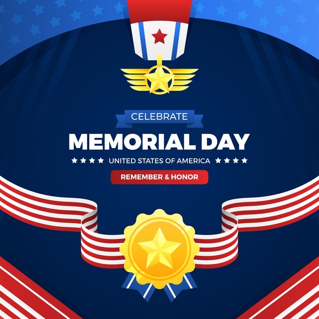Ilustración de degradado para la celebración del día conmemorativo de estados unidos