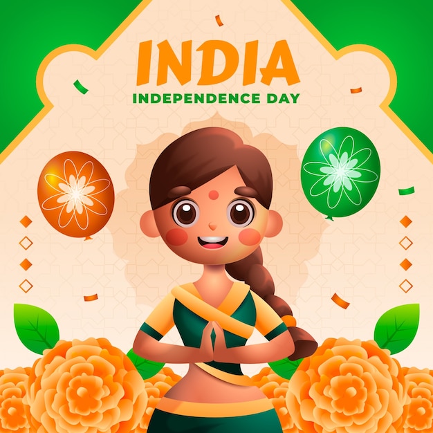 Vector gratuito ilustración de degradado para la celebración del día de la independencia de la india