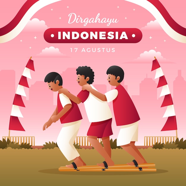 Ilustración de degradado para la celebración del día de la independencia de indonesia