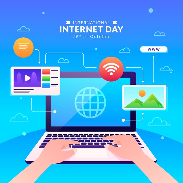 Ilustración degradado para la celebración del día internacional de Internet.