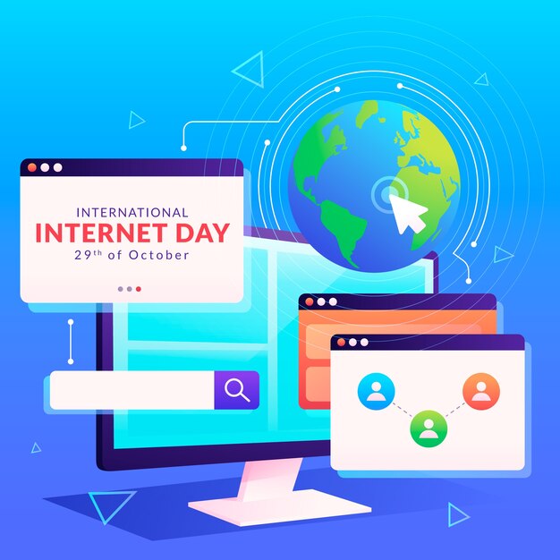 Ilustración degradado para la celebración del día internacional de Internet.