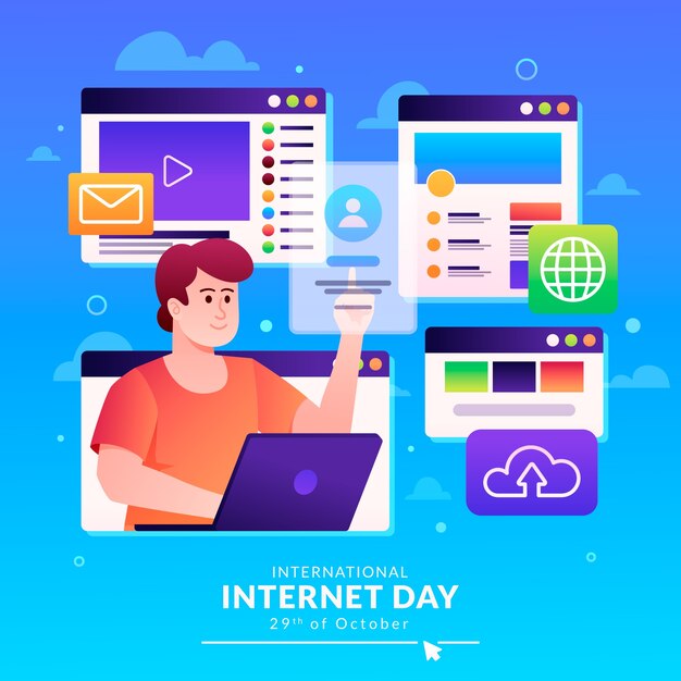 Ilustración degradado para la celebración del día internacional de Internet.