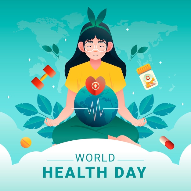 Vector gratuito ilustración de degradado para la celebración del día mundial de la salud.