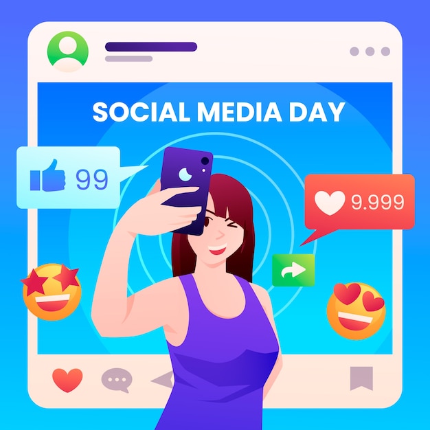 Ilustración de degradado para la celebración del día de las redes sociales