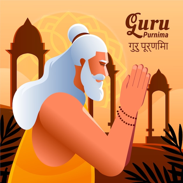 Vector gratuito ilustración de degradado para la celebración de guru purnima