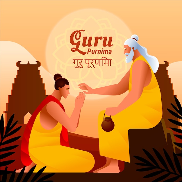Ilustración de degradado para la celebración de guru purnima