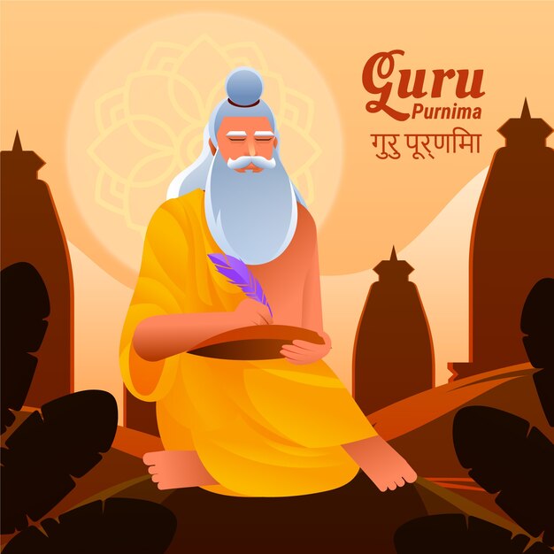 Ilustración de degradado para la celebración de guru purnima