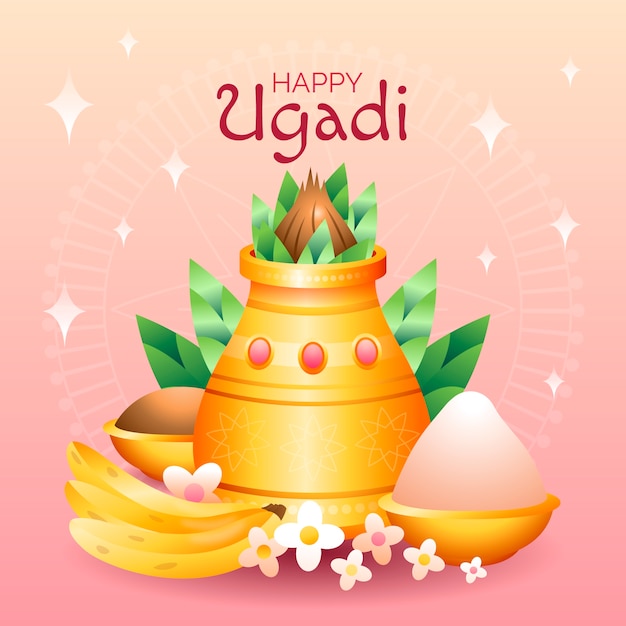 Ilustración de degradado para celebración de ugadi