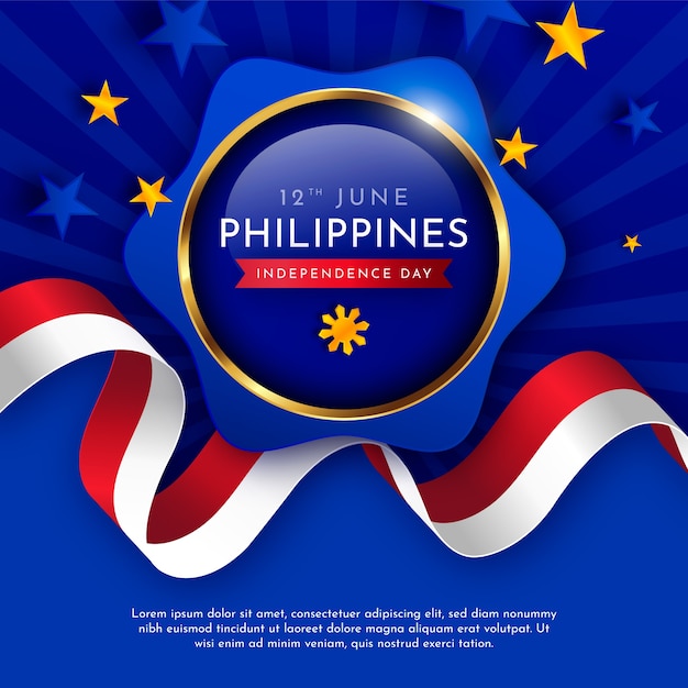 Ilustración de degradado del día de la independencia de filipina