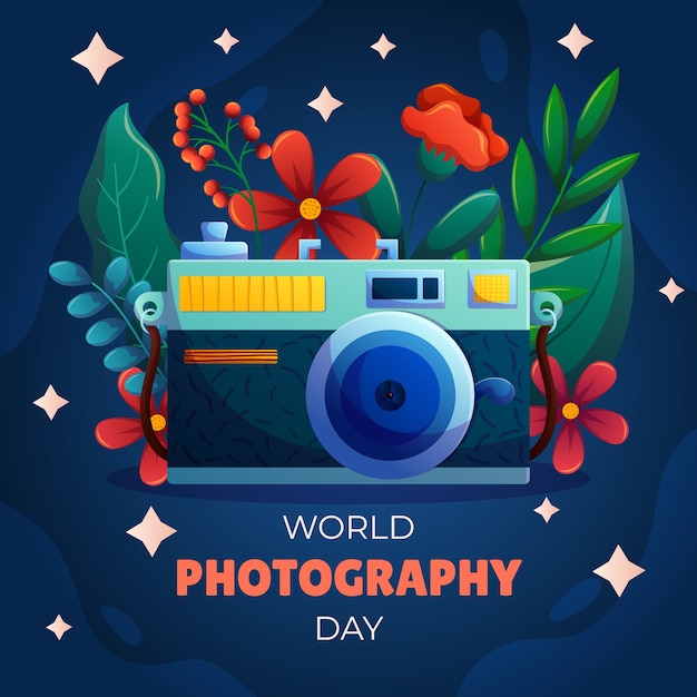 Vector gratuito ilustración de degradado para el día mundial de la fotografía.