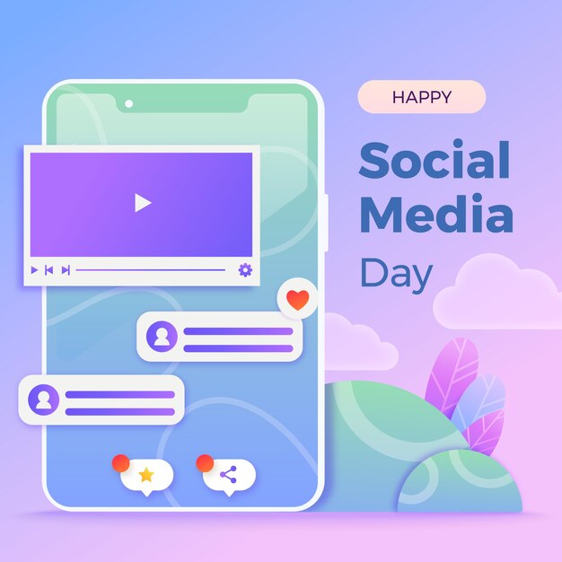 Ilustración de degradado para el día de las redes sociales.