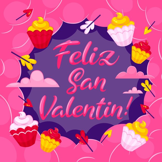Ilustración de degradado de feliz día de san valentín en español