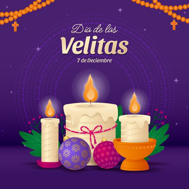 Vector gratuito ilustración degradado para la fiesta del dia de las velitas.