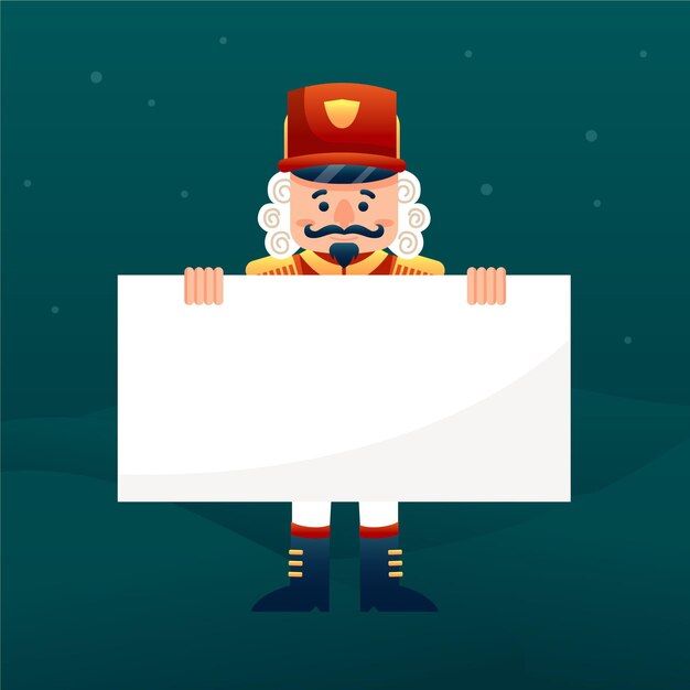 Ilustración de degradado de personaje de Navidad sosteniendo pancarta en blanco