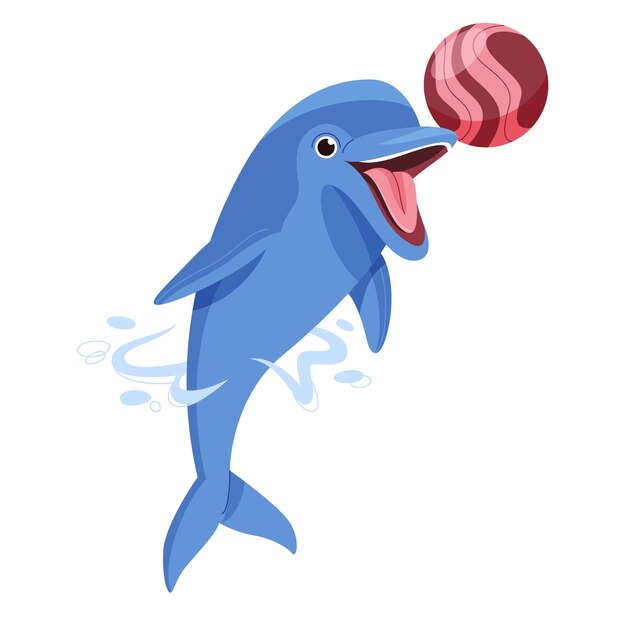 Ilustración de delfines de dibujos animados dibujados a mano