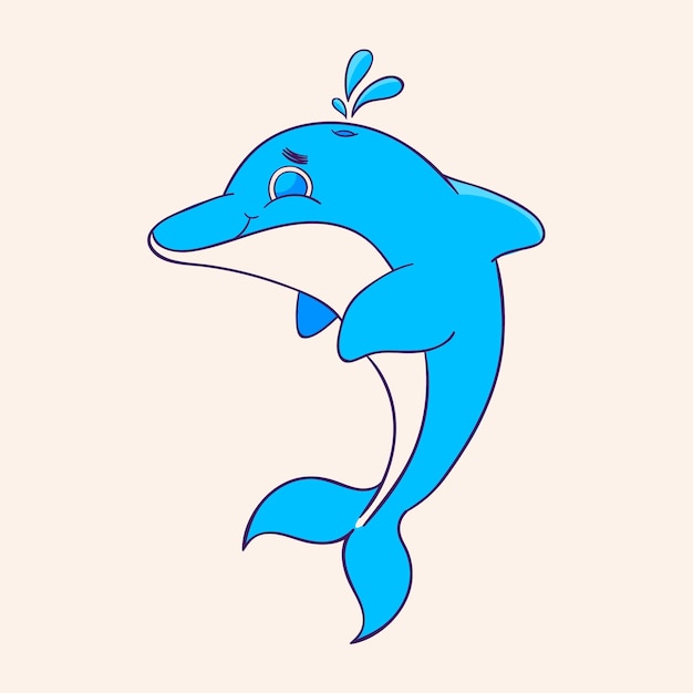 Ilustración de delfines de dibujos animados dibujados a mano