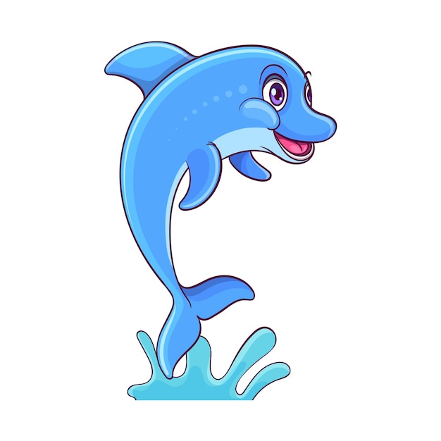 Ilustración de delfines de dibujos animados dibujados a mano