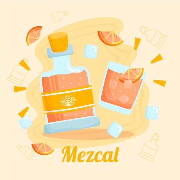 Vector gratuito ilustración de deliciosa bebida de mezcal