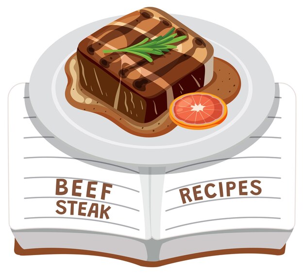 Ilustración de una deliciosa receta de filete de res