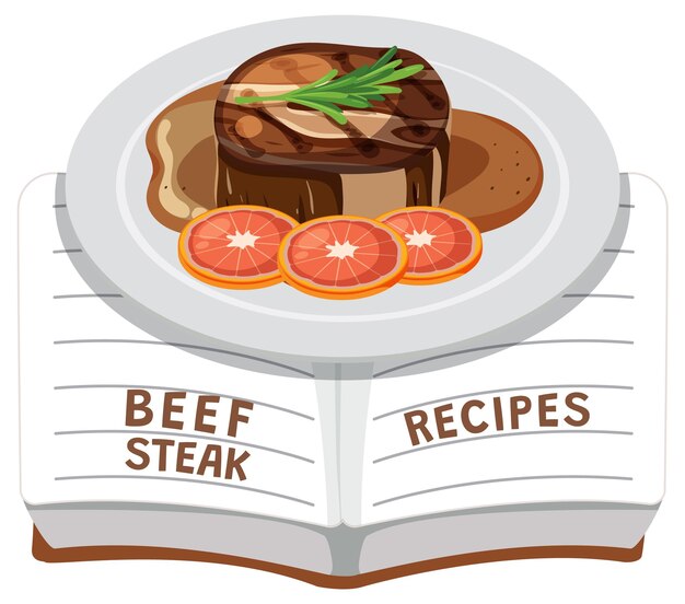 Ilustración de una deliciosa receta de filete de res