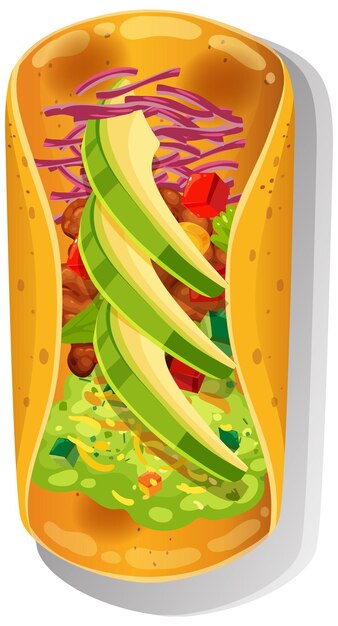 Ilustración de un delicioso taco mexicano