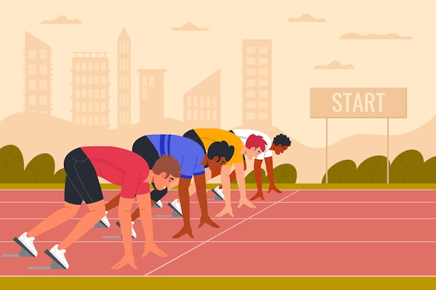 Ilustración de deporte de línea de salida de carrera