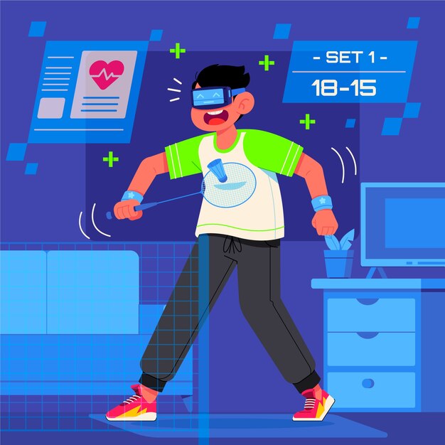 Ilustración de deportes virtuales dibujados a mano