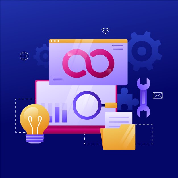 Ilustración de desarrollo de tecnología de gradiente