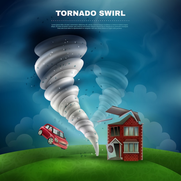 Vector gratuito ilustración del desastre natural del tornado