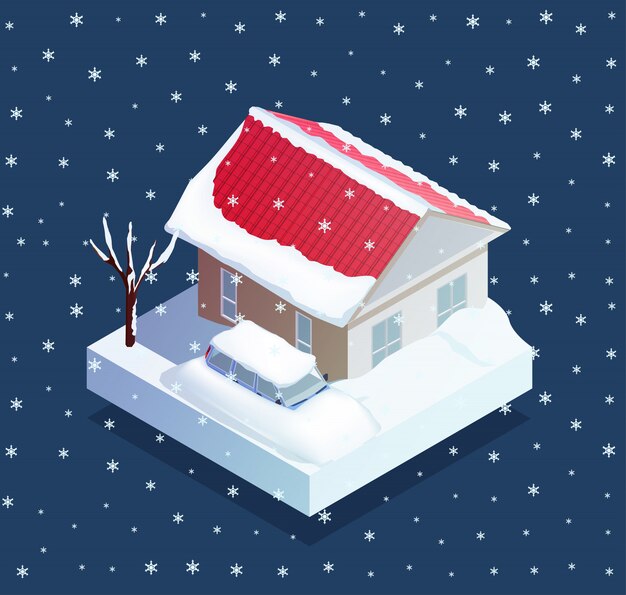 Ilustración de desastres naturales de nieve
