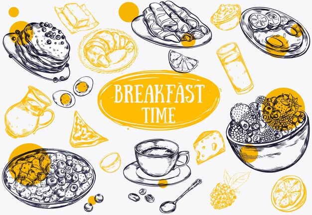 Ilustración de desayuno de comida