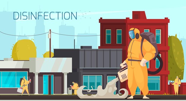 Ilustración de desinfección de calles