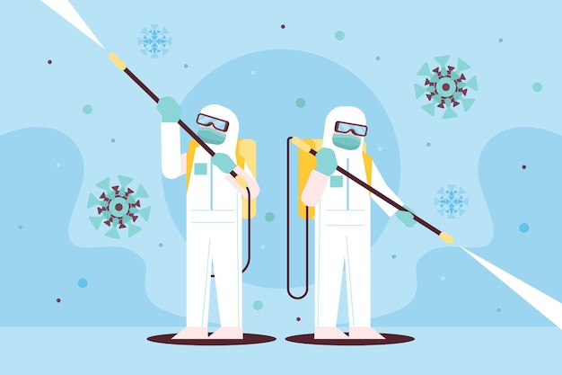 Ilustración de desinfección de virus