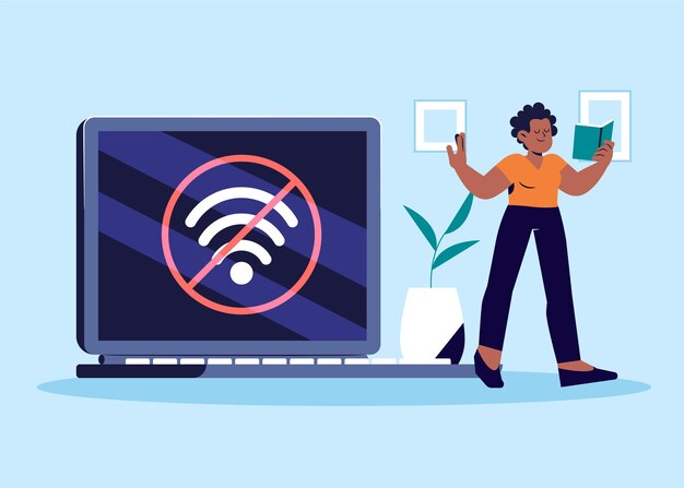 Ilustración de desintoxicación digital de diseño plano dibujado a mano