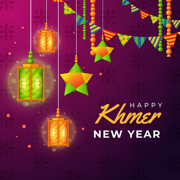 Ilustración detallada de año nuevo khmer