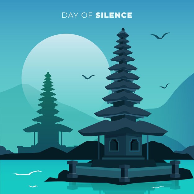 Ilustración detallada de celebración de nyepi