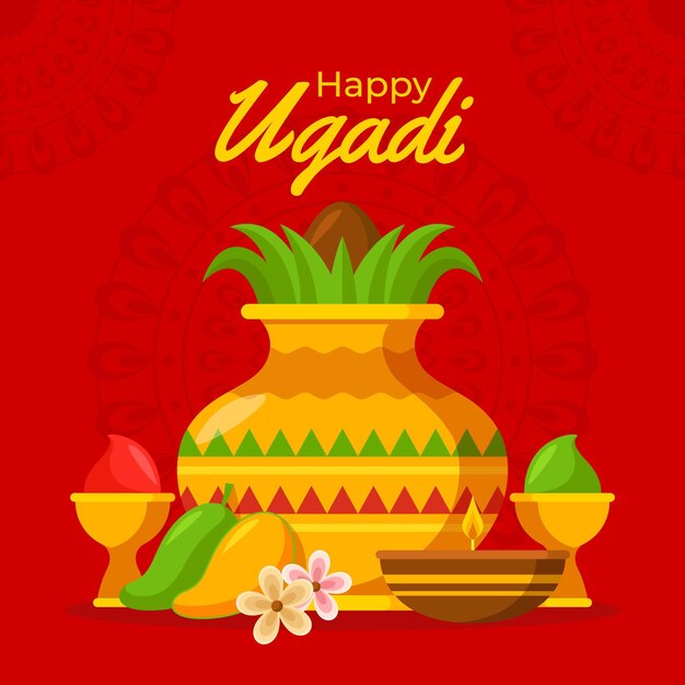 Ilustración detallada de la guirnalda de ugadi
