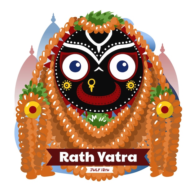 Ilustración detallada de rath yatra