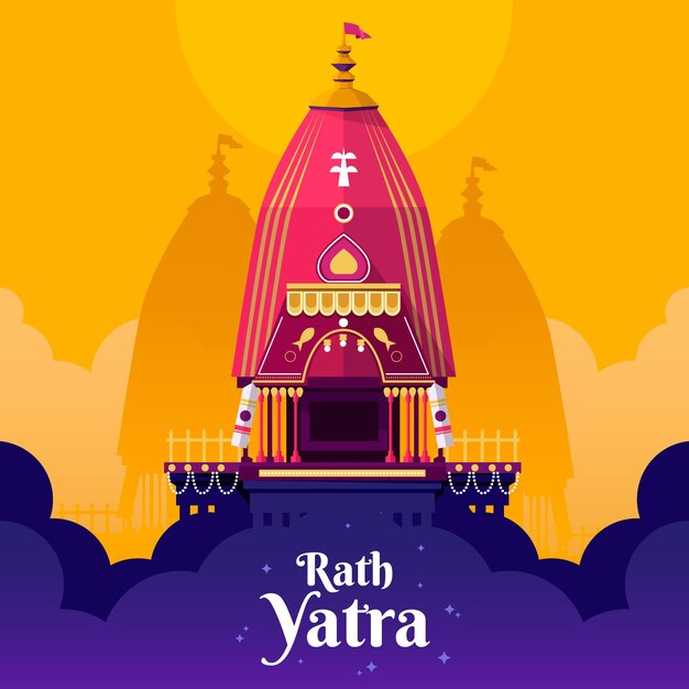 Ilustración detallada de rath yatra