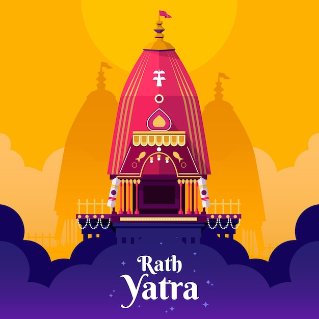 Ilustración detallada de rath yatra