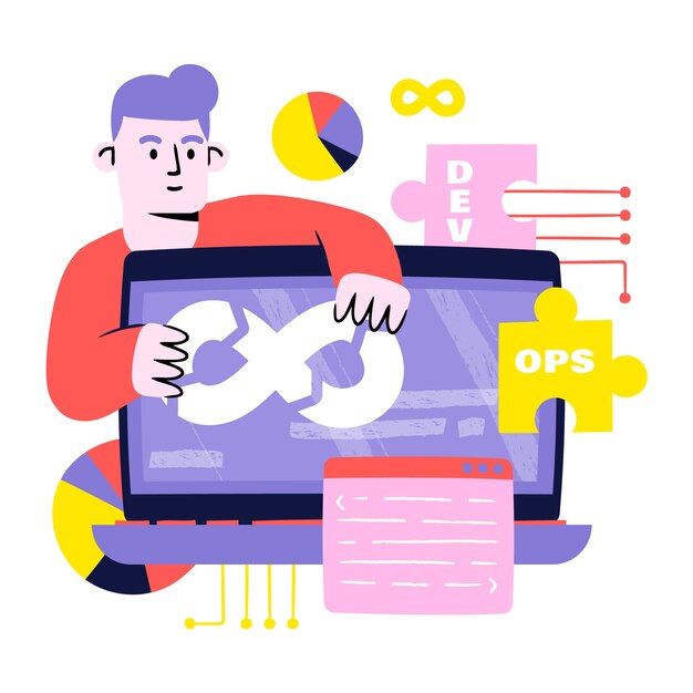 Ilustración de devops dibujada a mano