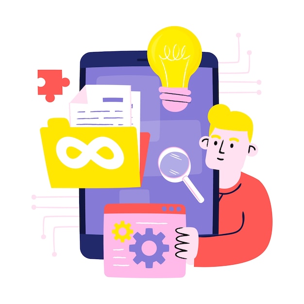 Ilustración de devops dibujada a mano