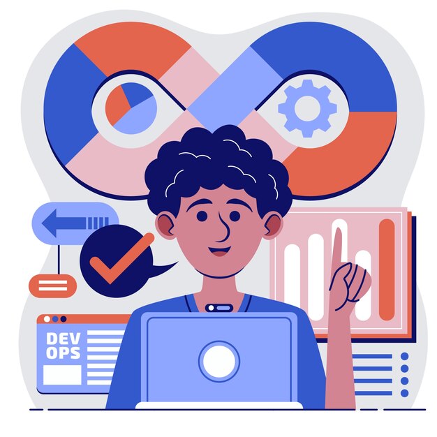 Ilustración de devops de diseño plano dibujado a mano