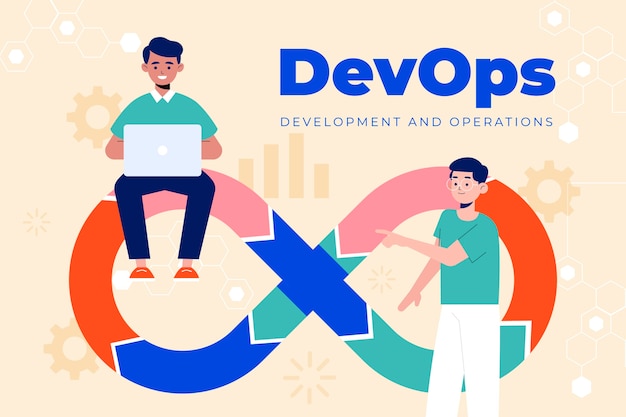 Ilustración de devops de diseño plano dibujado a mano