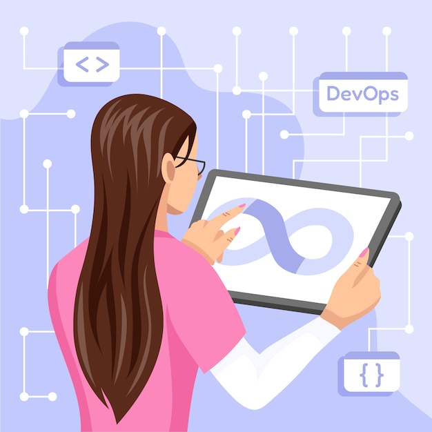 Ilustración de devops de diseño plano dibujado a mano