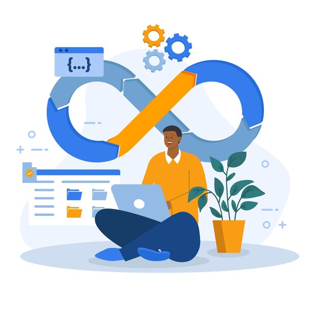 Ilustración de devops de diseño plano