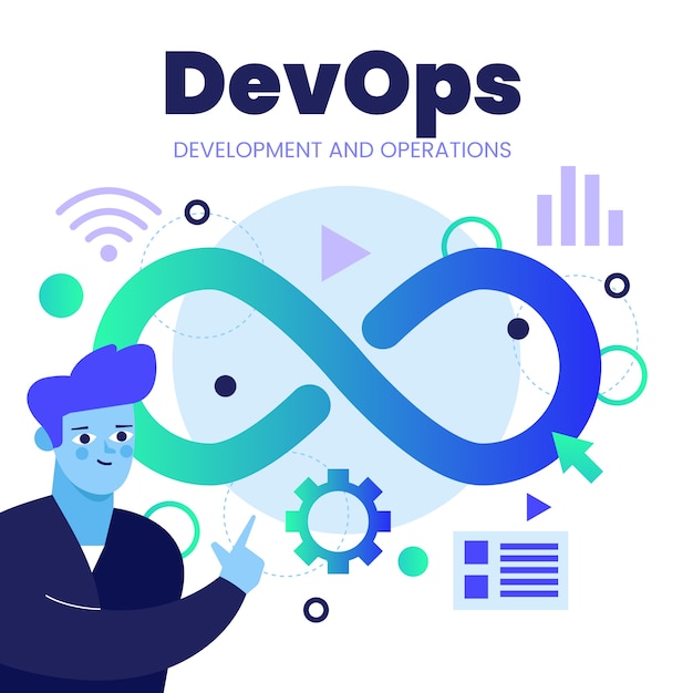 Vector gratuito ilustración de devops de gradiente