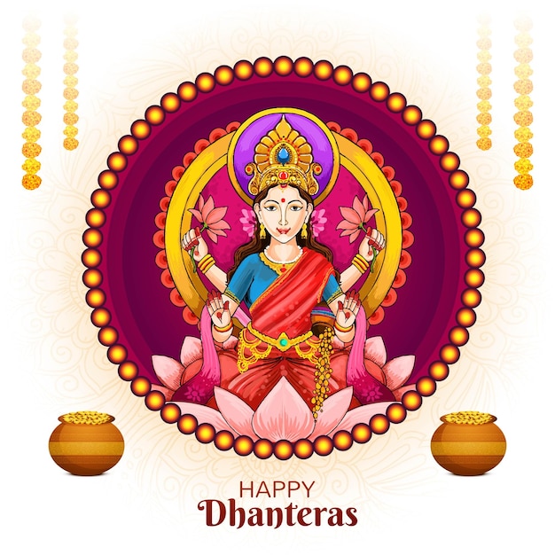 Ilustración de un Dhanteras feliz con el fondo de la celebración de Maa Lakshmi